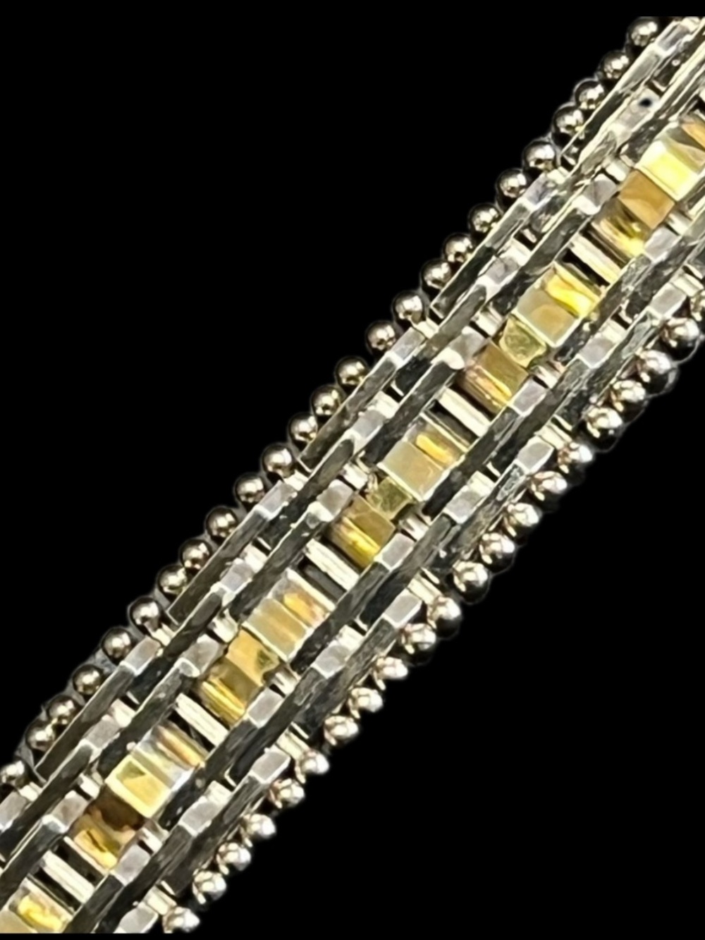 Gold sterling Silver diamond cut Riccio vintage link statement bracelet QVC